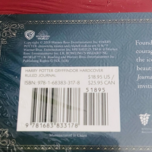 Harry Potter Gryffindor hard cover ruled journal. Brand new, still wrapped. - Picture 2 of 5